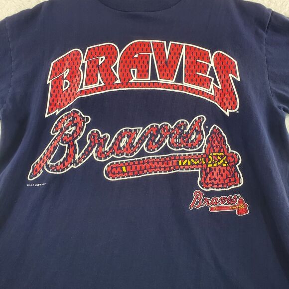 Atlanta Braves Baseball T Shirt 1997 True Fan Navy Blue Size No Size Tag - Picture 3 of 9